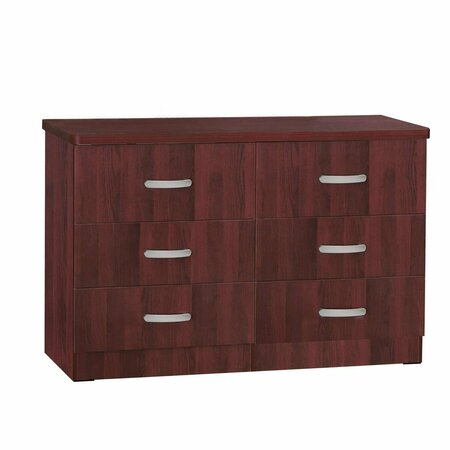 BETTER HOME 31 x 48 x 16 in. DD & PAM 6 Drawer Engineered Wood Dresser, Mahogany 616859965652